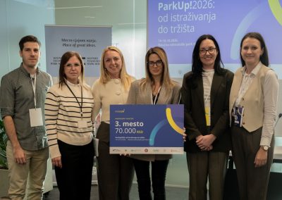 Članovi tima VINECOMPASS sa nagradom za treće mesto na programu ParkUp!2026 u Naučno-tehnološkom parku Novi Sad